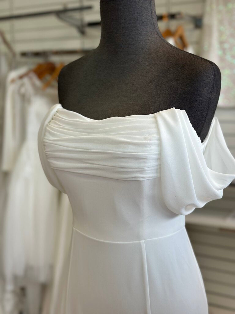 Off The Shoulder Draped Wedding Dress 6