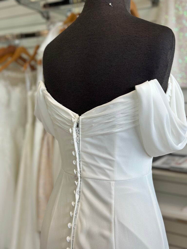 Off The Shoulder Draped Wedding Dress 6