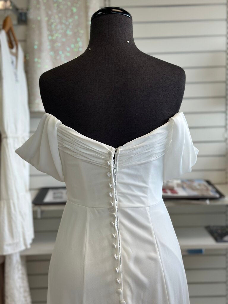 Off The Shoulder Draped Wedding Dress 6