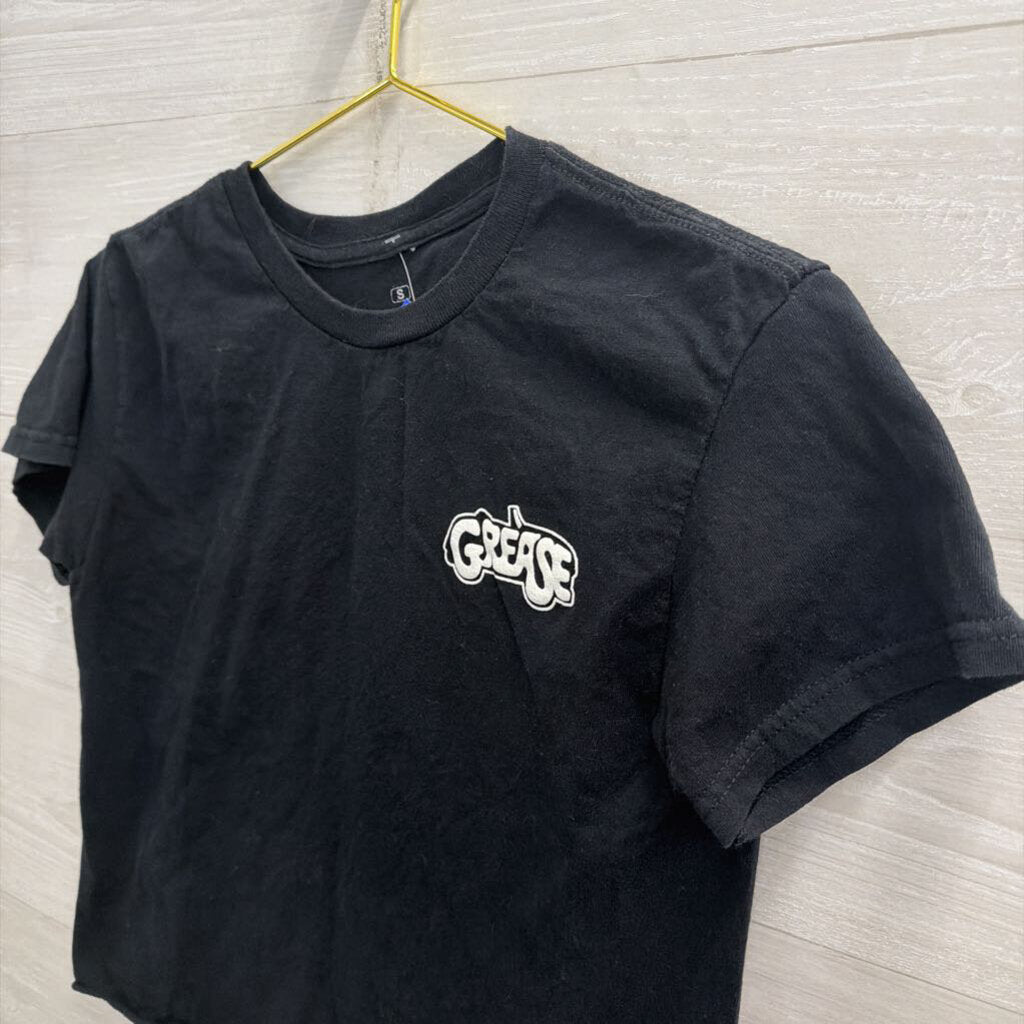 Grease Black/ White Cropped Short Sleeve Graphic Tee Small