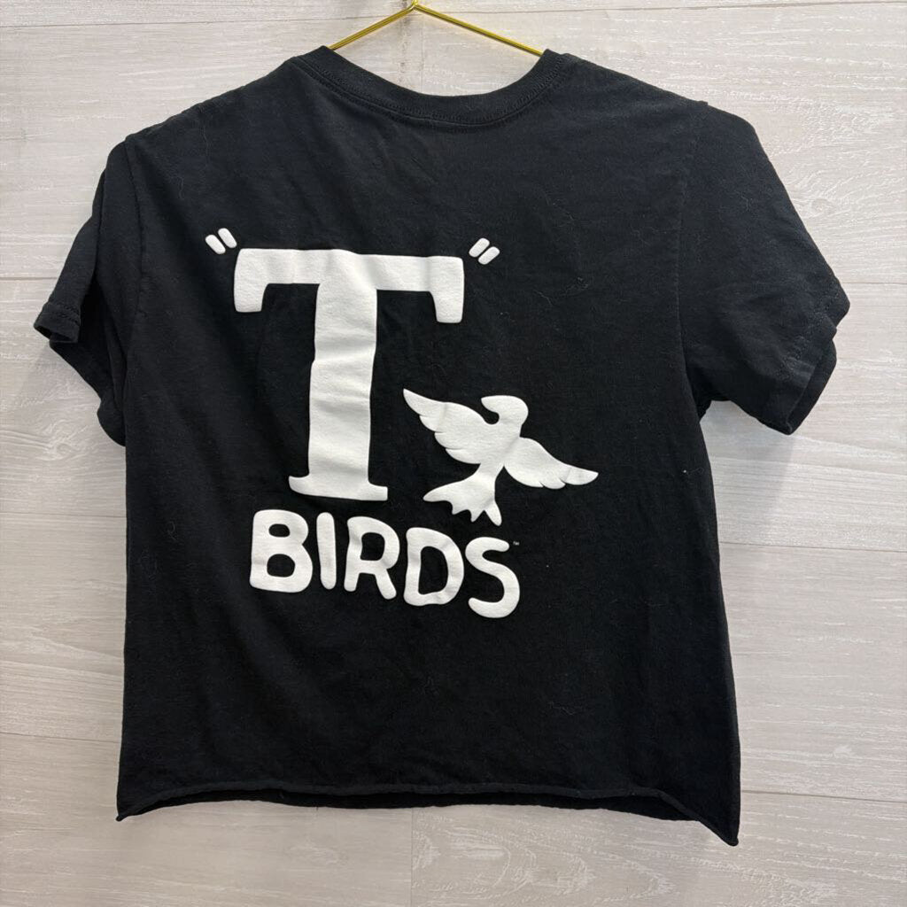 Grease Black/ White Cropped Short Sleeve Graphic Tee Small