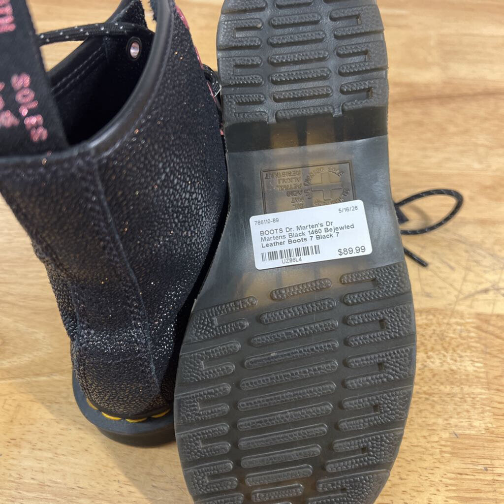 Dr Martens Black 1460 Bejewled Leather Boots 7
