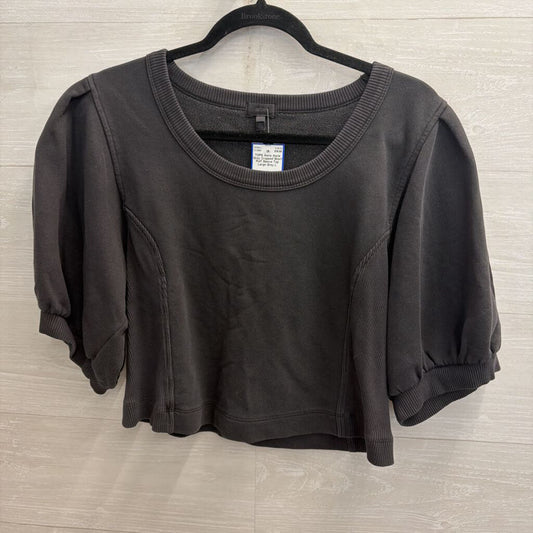 Aerie Grey Cropped Short Puff Sleeve Top Large
