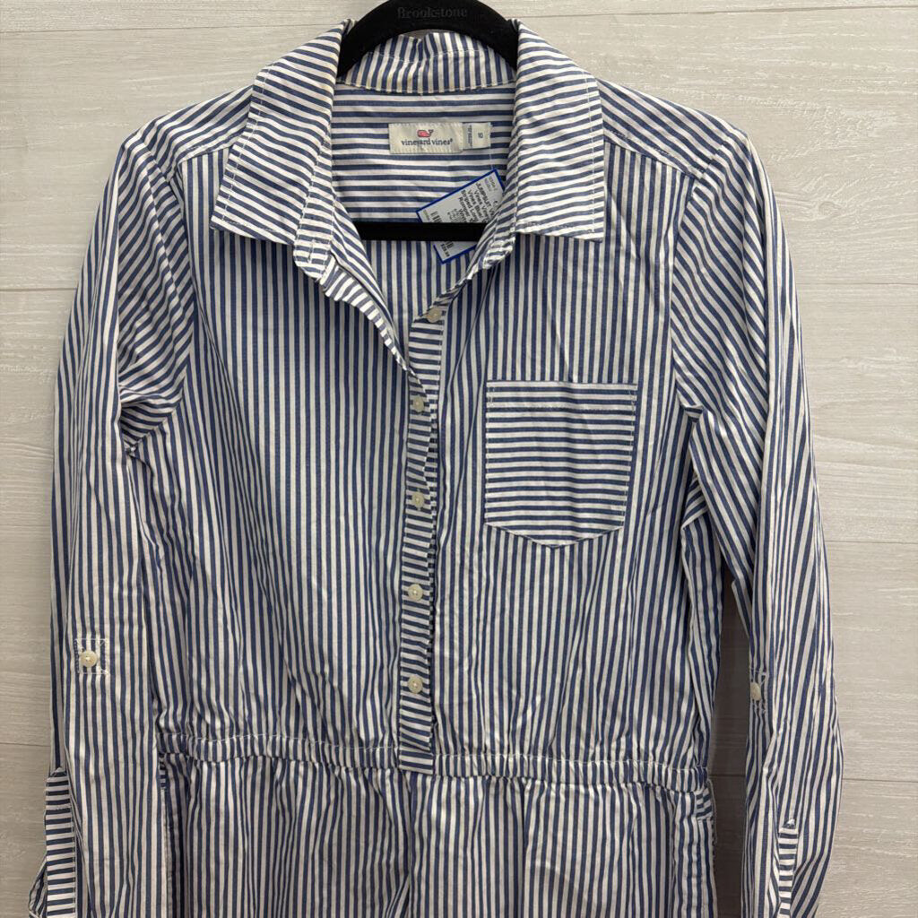 Vineyard Vines Blue/ White Striped Long Sleeve Romper 10