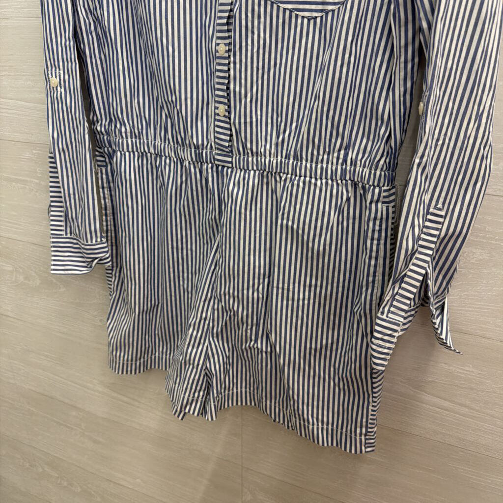 Vineyard Vines Blue/ White Striped Long Sleeve Romper 10