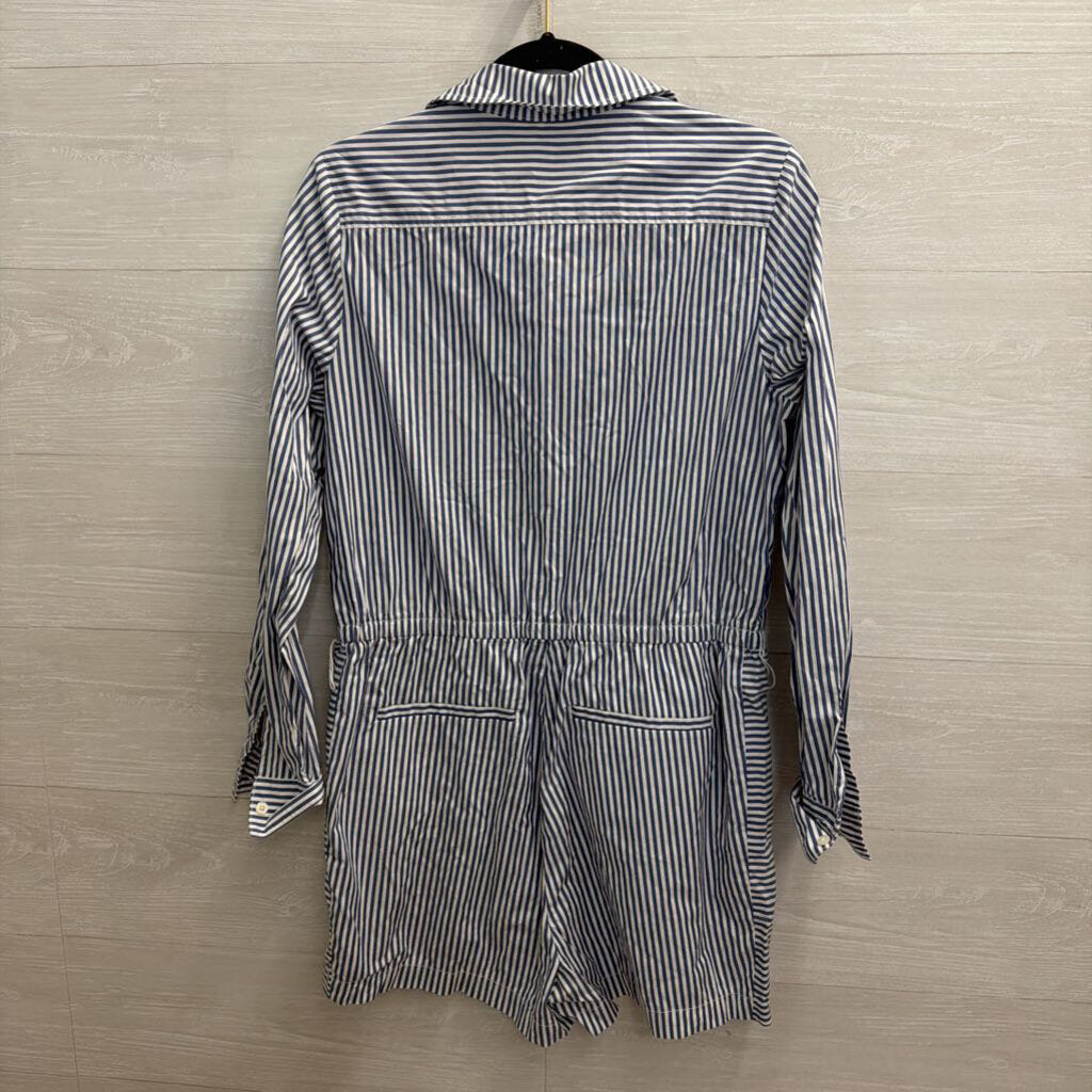 Vineyard Vines Blue/ White Striped Long Sleeve Romper 10