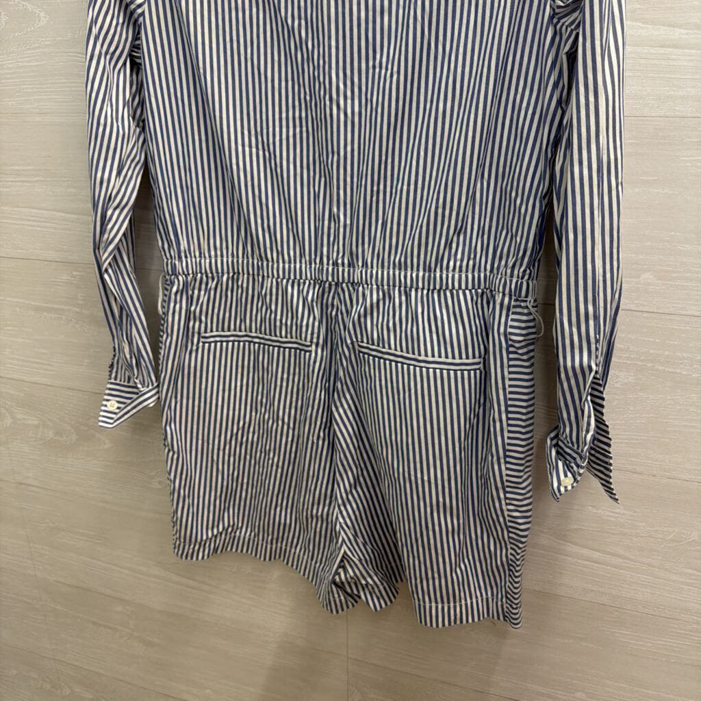 Vineyard Vines Blue/ White Striped Long Sleeve Romper 10