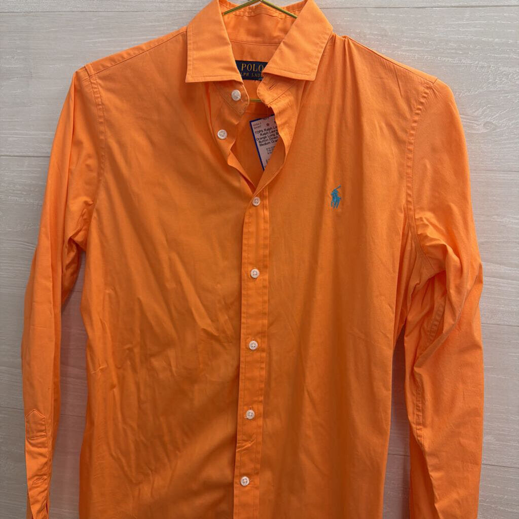 Ralph Lauren Orange Long Sleeve Button Down Top Medium