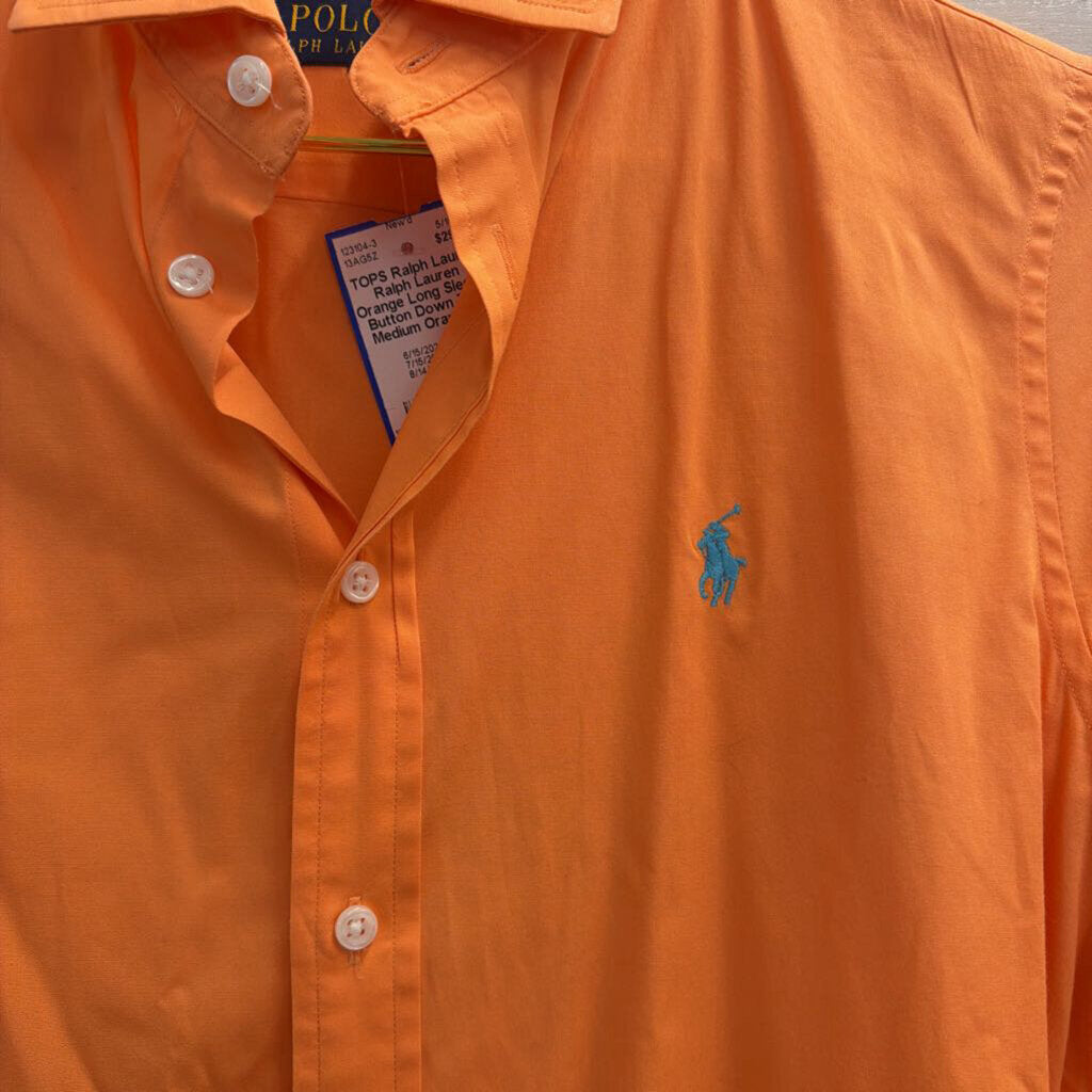 Ralph Lauren Orange Long Sleeve Button Down Top Medium
