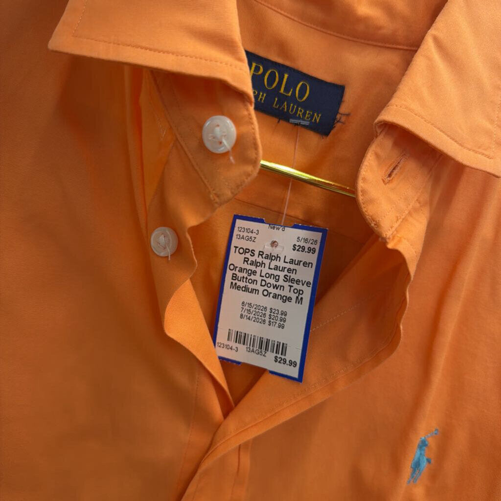 Ralph Lauren Orange Long Sleeve Button Down Top Medium