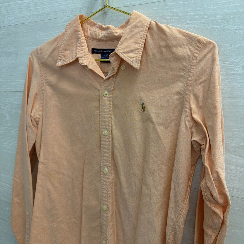 Ralph Lauren Peach Long Sleeve Button Down Top 10