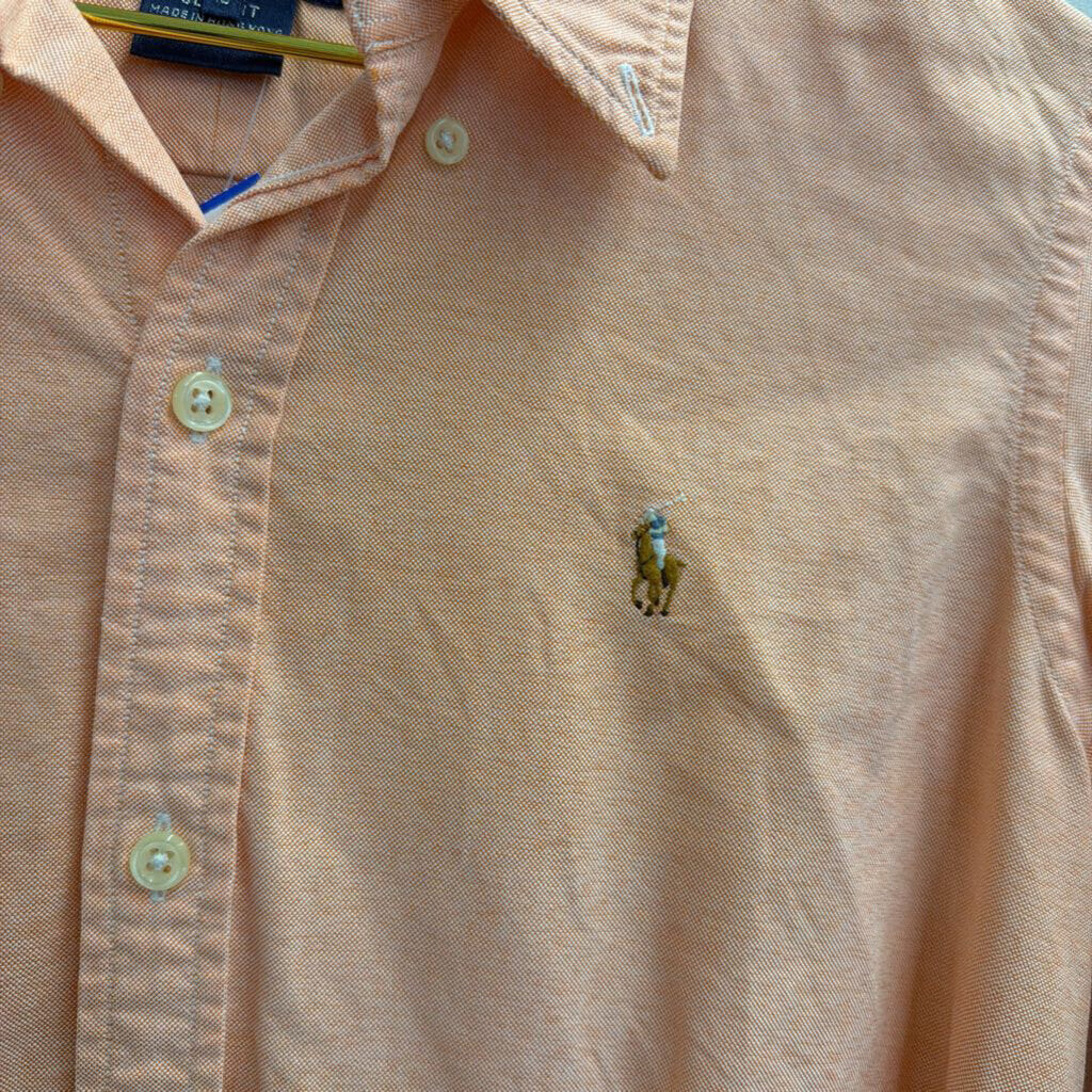Ralph Lauren Peach Long Sleeve Button Down Top 10