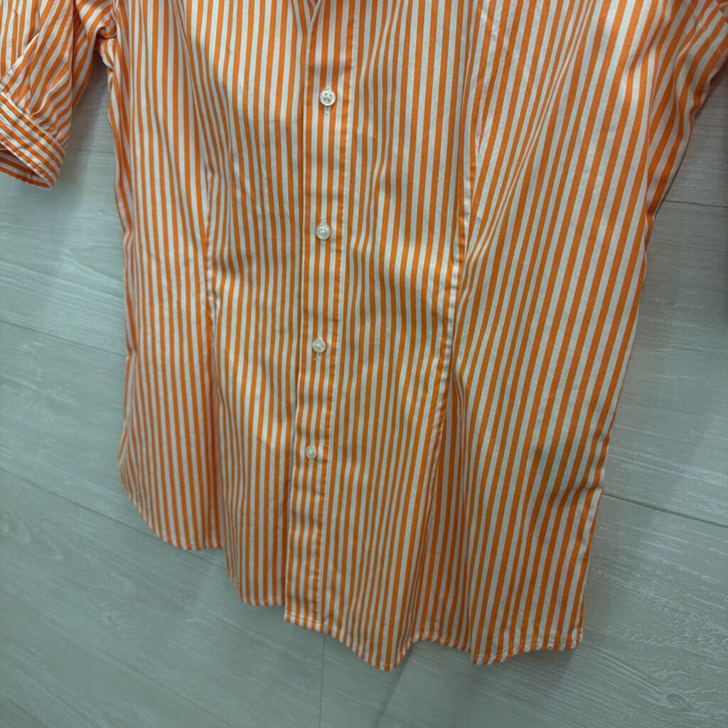 Ralph Lauren Orange/ White Striped Short Sleeve Button Down Top 10