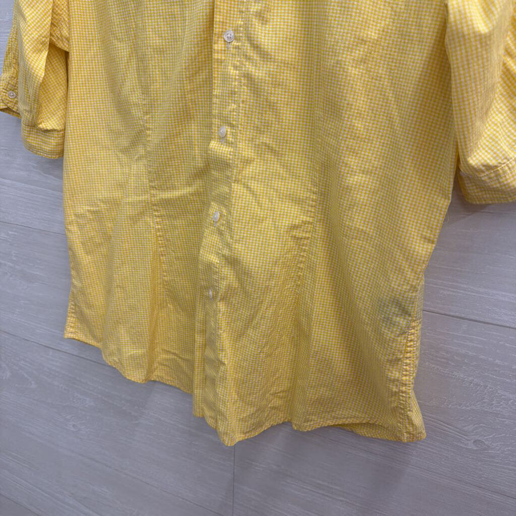 Ralph Lauren Yellow/ White Gingham Short Sleeve Button Down Top 10