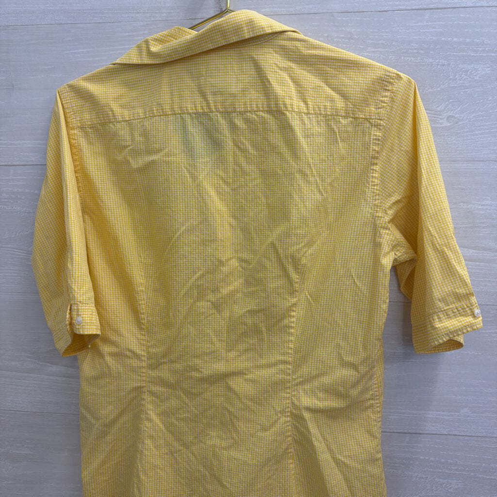 Ralph Lauren Yellow/ White Gingham Short Sleeve Button Down Top 10