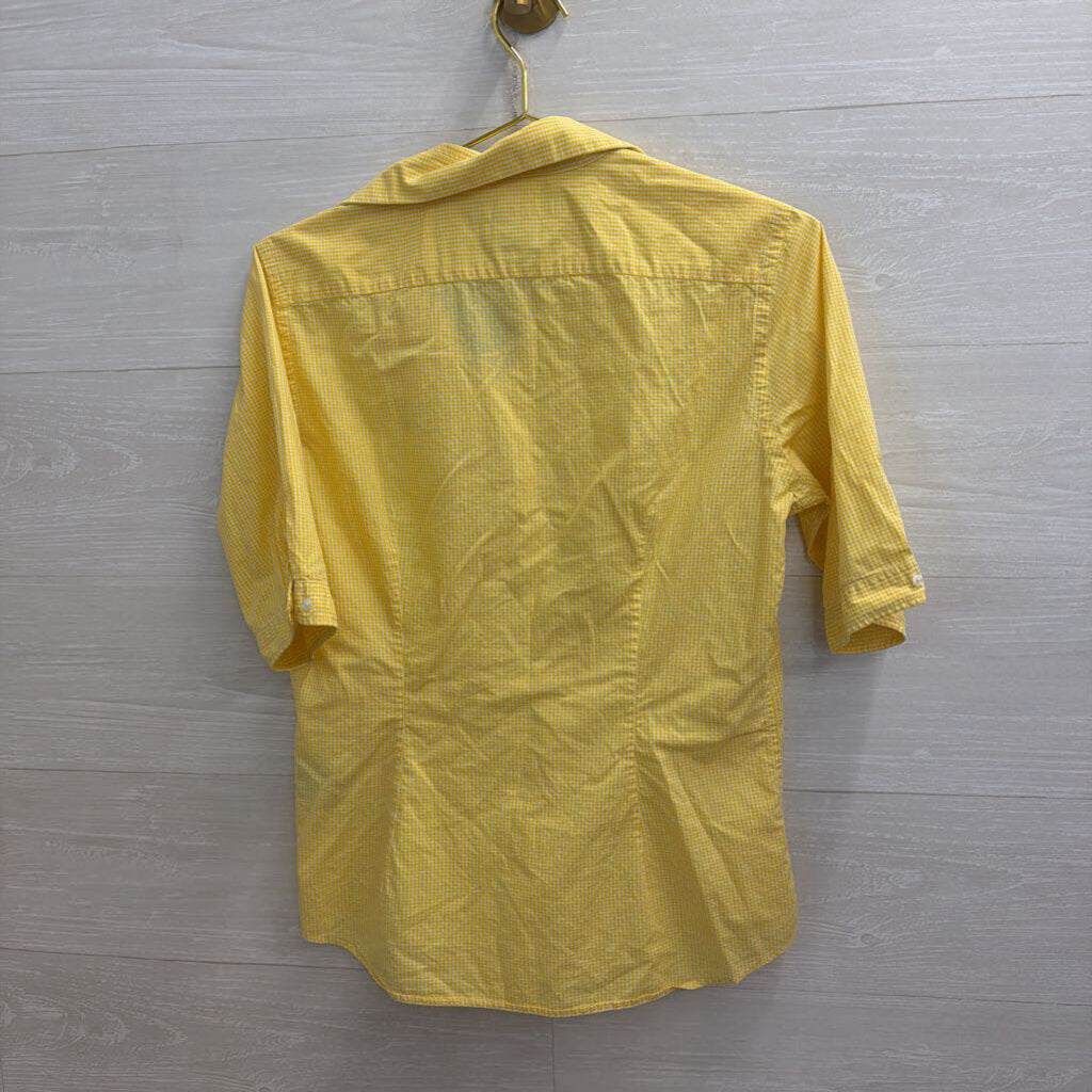 Ralph Lauren Yellow/ White Gingham Short Sleeve Button Down Top 10