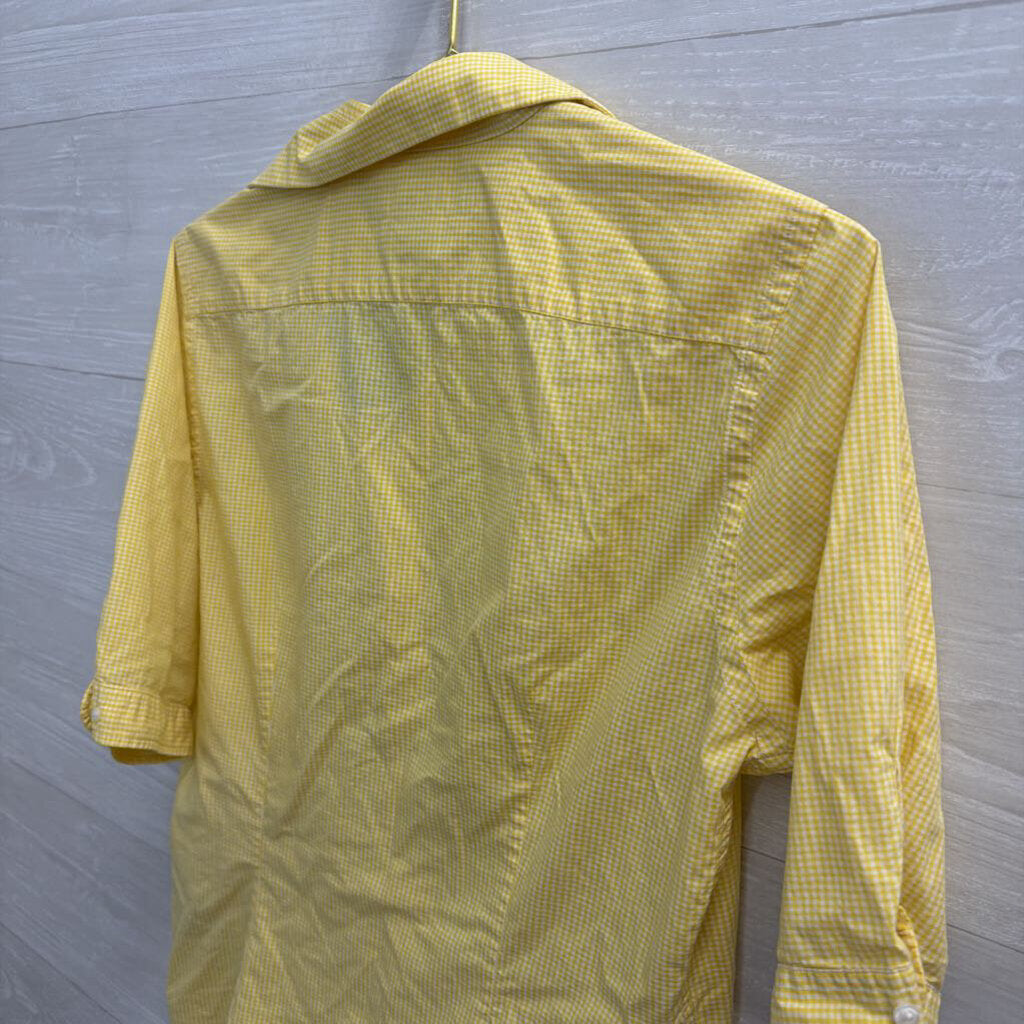 Ralph Lauren Yellow/ White Gingham Short Sleeve Button Down Top 10