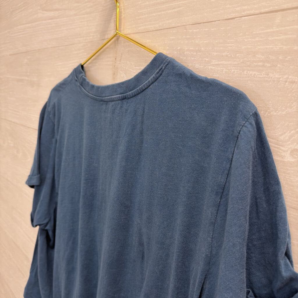 Blue Cropped Embellished YeeHaw Short Sleeve Graphic Tee Large