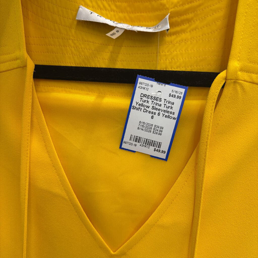 Trina Turk Yellow Sleeveless Shift Dress 6