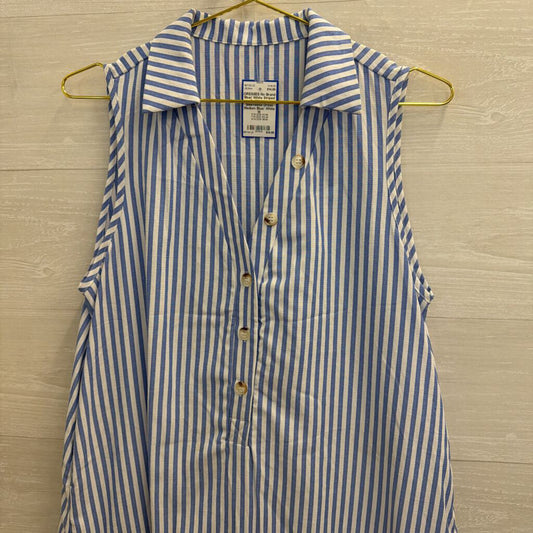 Blue/ White Striped Ruffle Hem Sleeveless Dress Medium