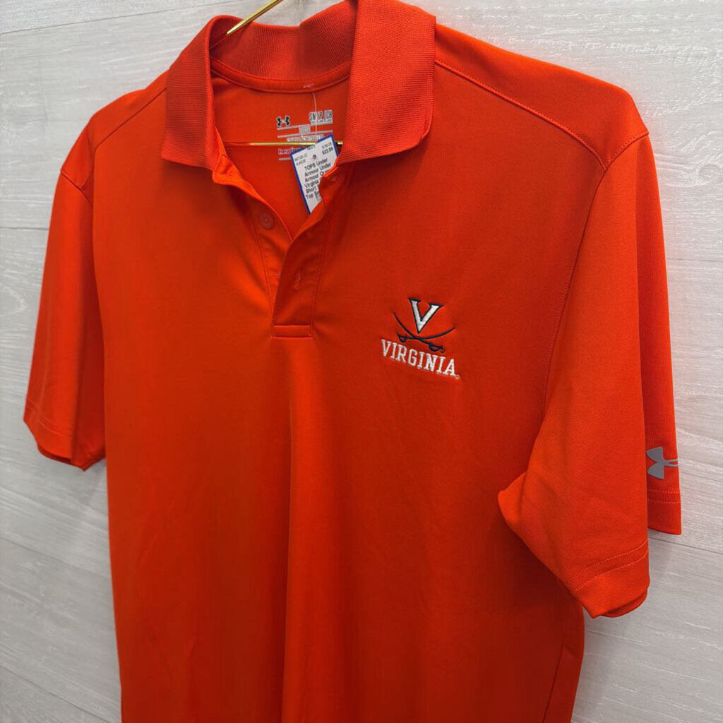 Under Armour Orange Virginia Cavaliers Short Sleeve Polo Top Small