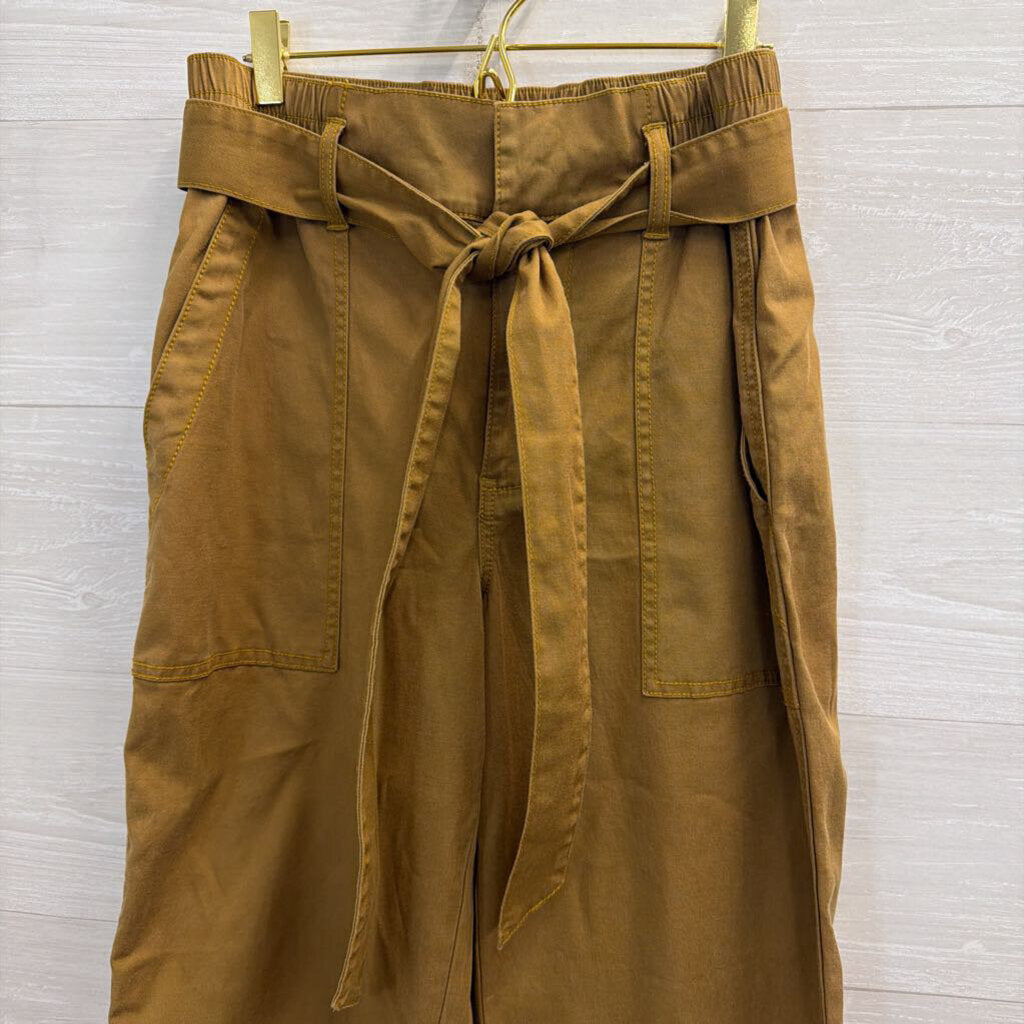 Cabi Brown High Waisted Tie Waist Wide Leg Pants 4