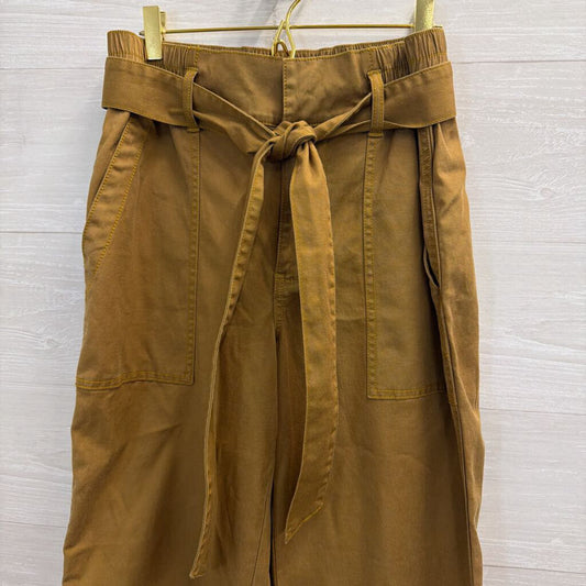 Cabi Brown High Waisted Tie Waist Wide Leg Pants 4