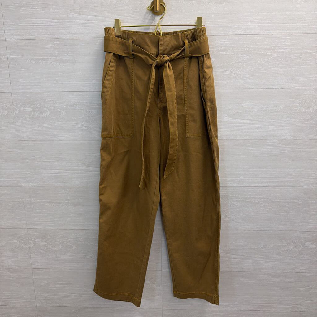 Cabi Brown High Waisted Tie Waist Wide Leg Pants 4