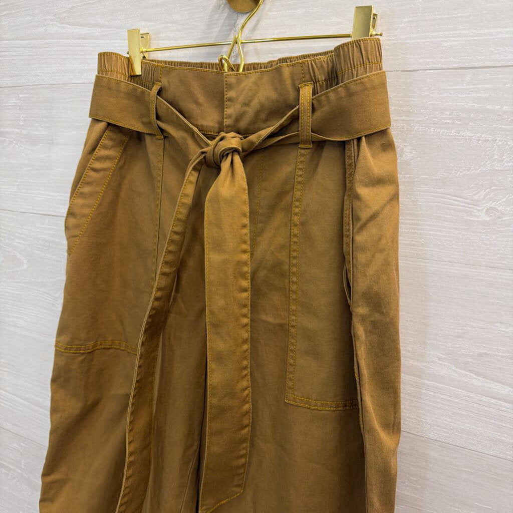 Cabi Brown High Waisted Tie Waist Wide Leg Pants 4