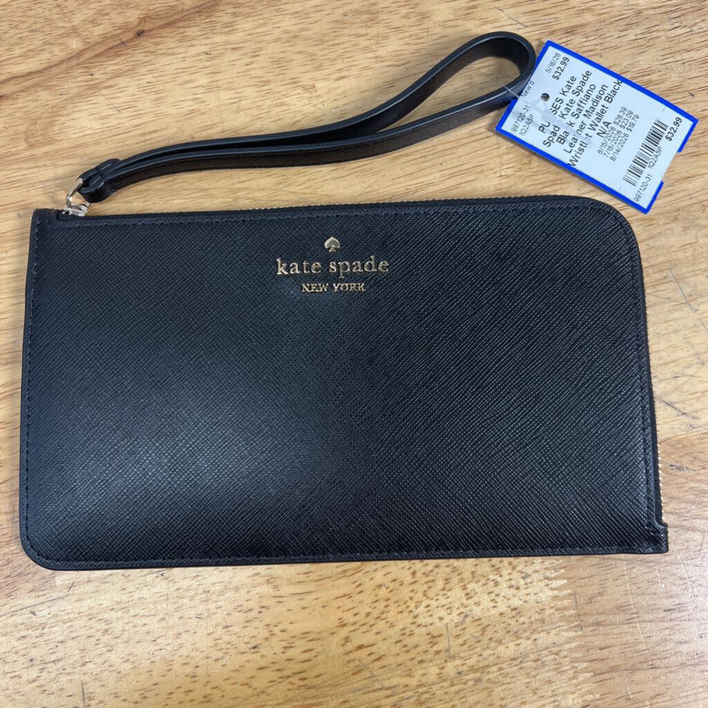 Kate Spade Black Saffiano Leather Madison Wristlet Wallet