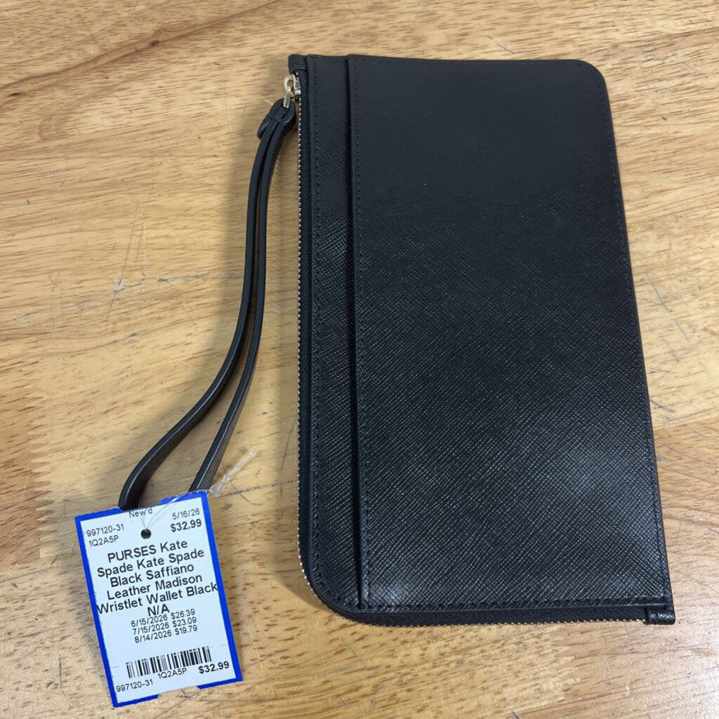 Kate Spade Black Saffiano Leather Madison Wristlet Wallet
