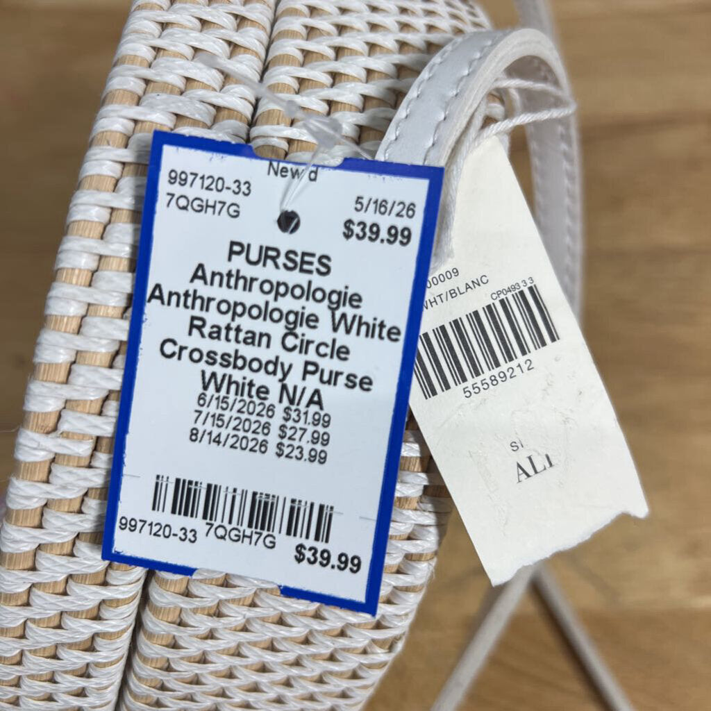 Anthropologie White Rattan Circle Crossbody Purse