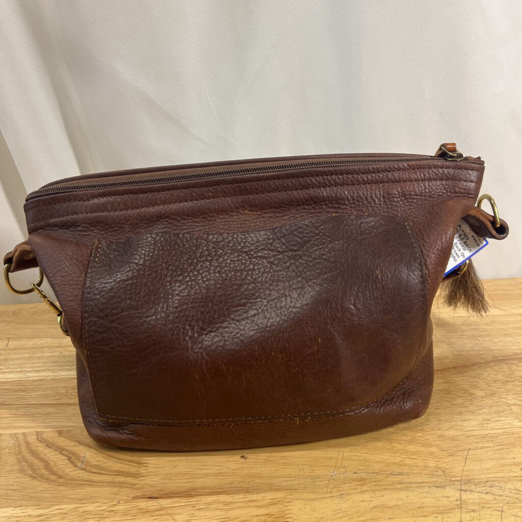 Meanwhile Back On The Farm Brown Leather Midi Hoho Purse
