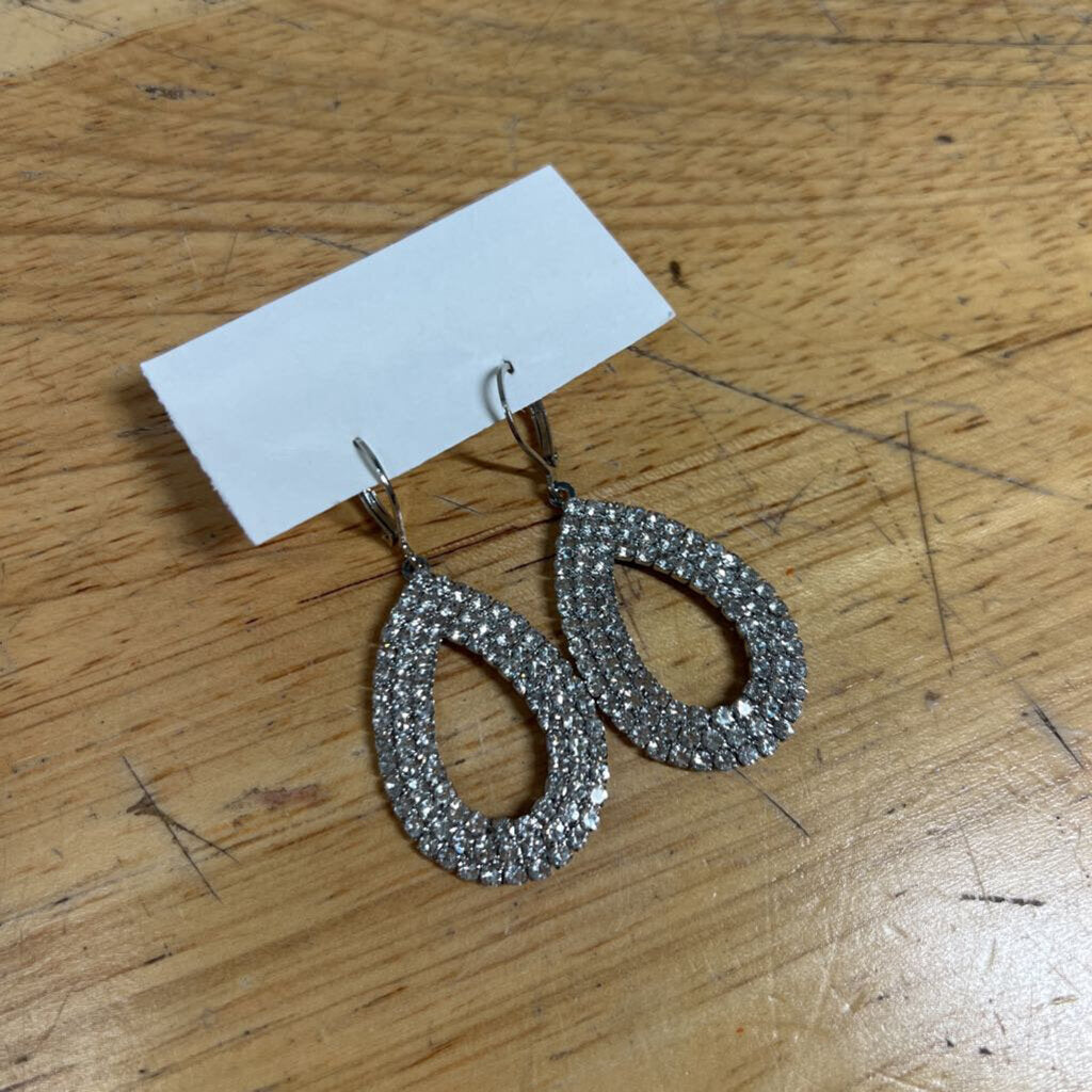 Silver Rhinestone Drop Earrings