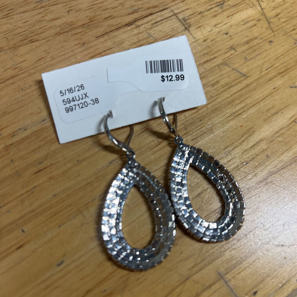 Silver Rhinestone Drop Earrings