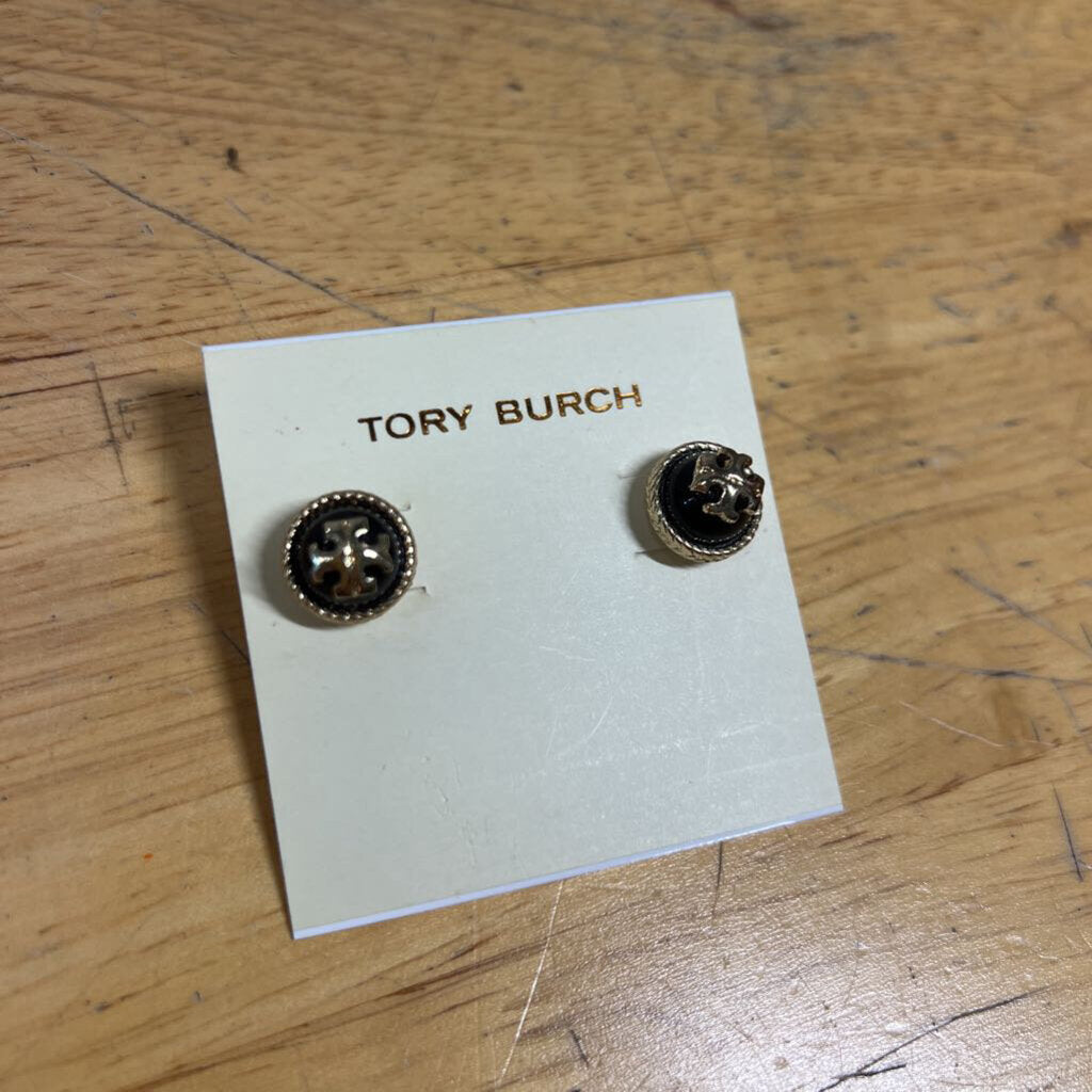 Tory Burch Black/ Gold Stud Earrings