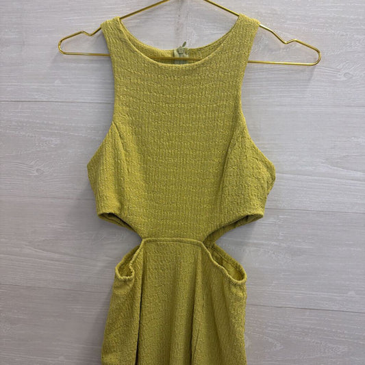 Green Textured Sleeveless Midi Dress Small