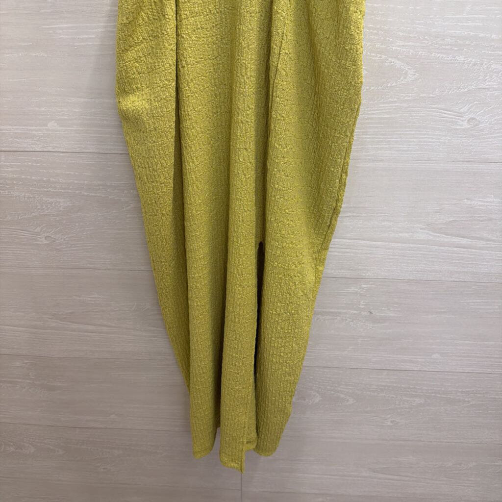 Green Textured Sleeveless Midi Dress Small