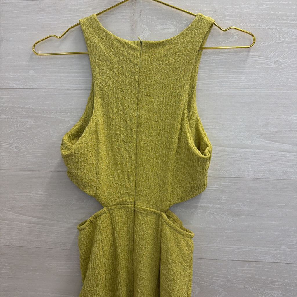 Green Textured Sleeveless Midi Dress Small