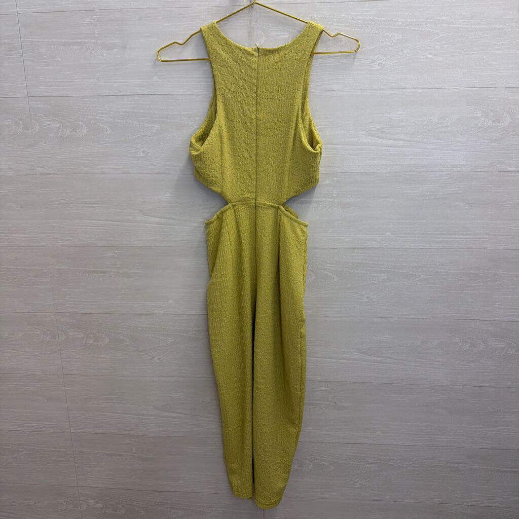 Green Textured Sleeveless Midi Dress Small