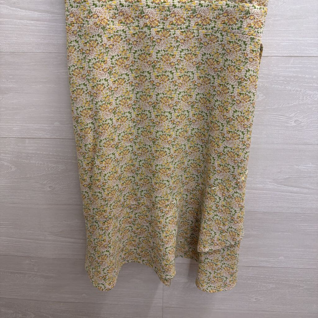 Monteau White/ Multi Floral Print Tie Waist Dress Large