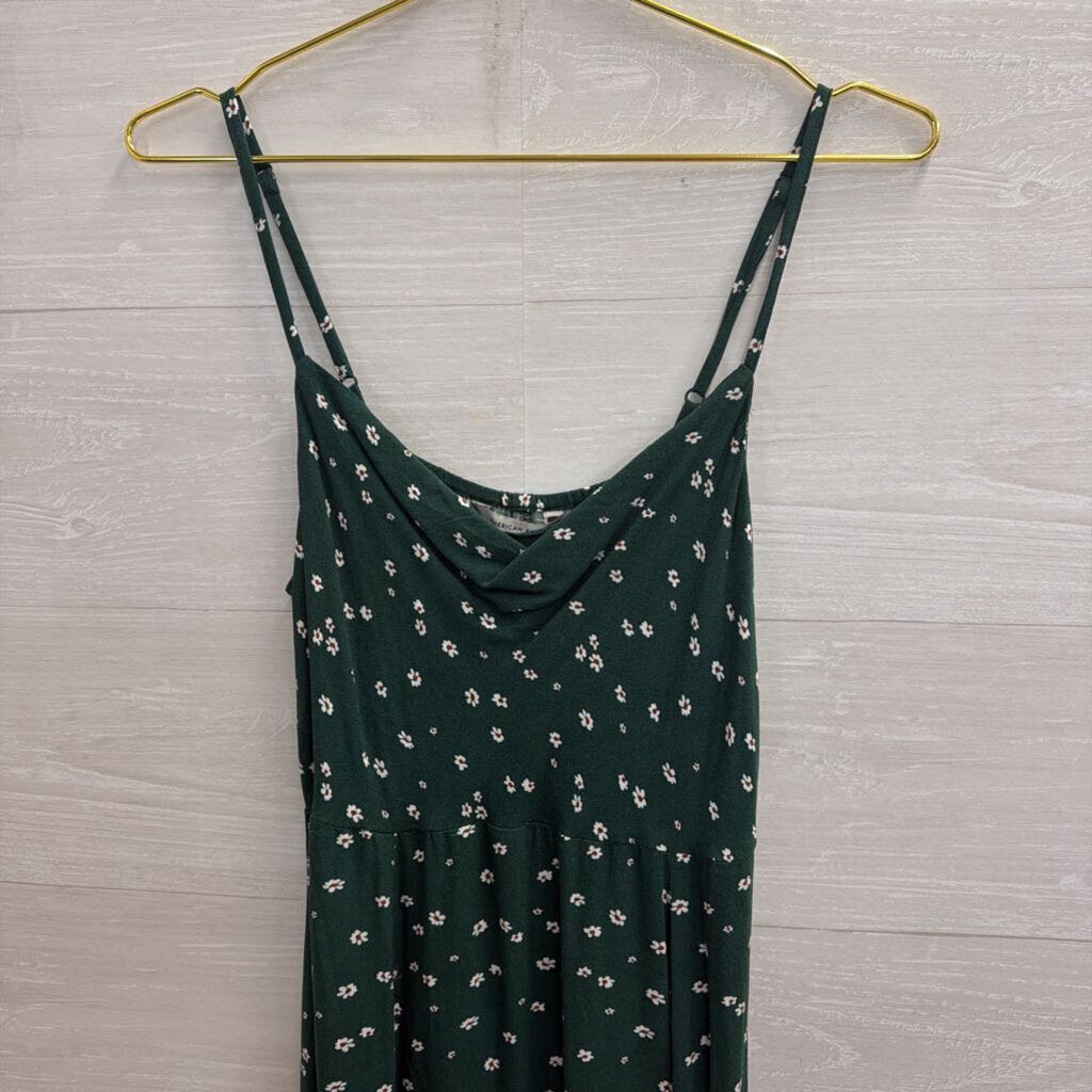 American Eagle Green Floral Print Midi Dress Small