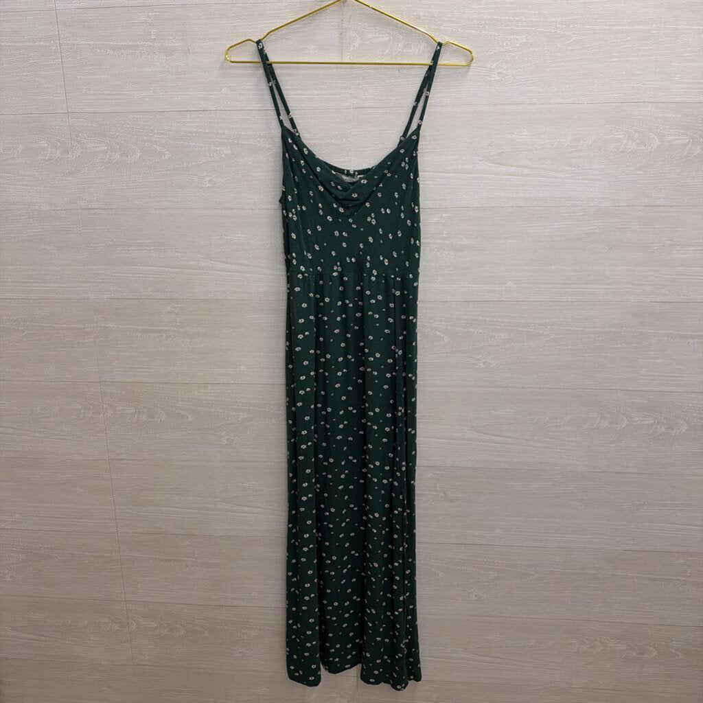American Eagle Green Floral Print Midi Dress Small
