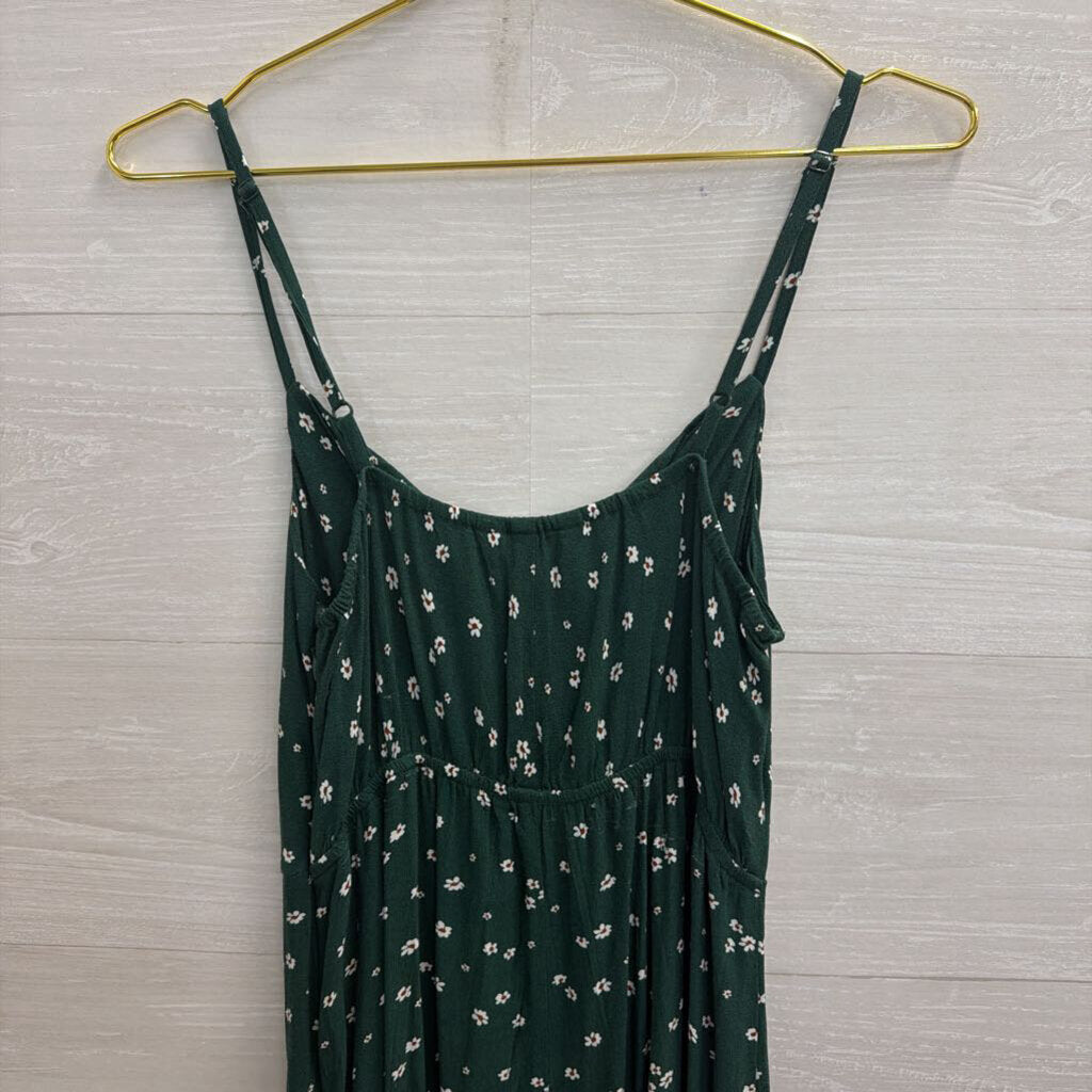 American Eagle Green Floral Print Midi Dress Small