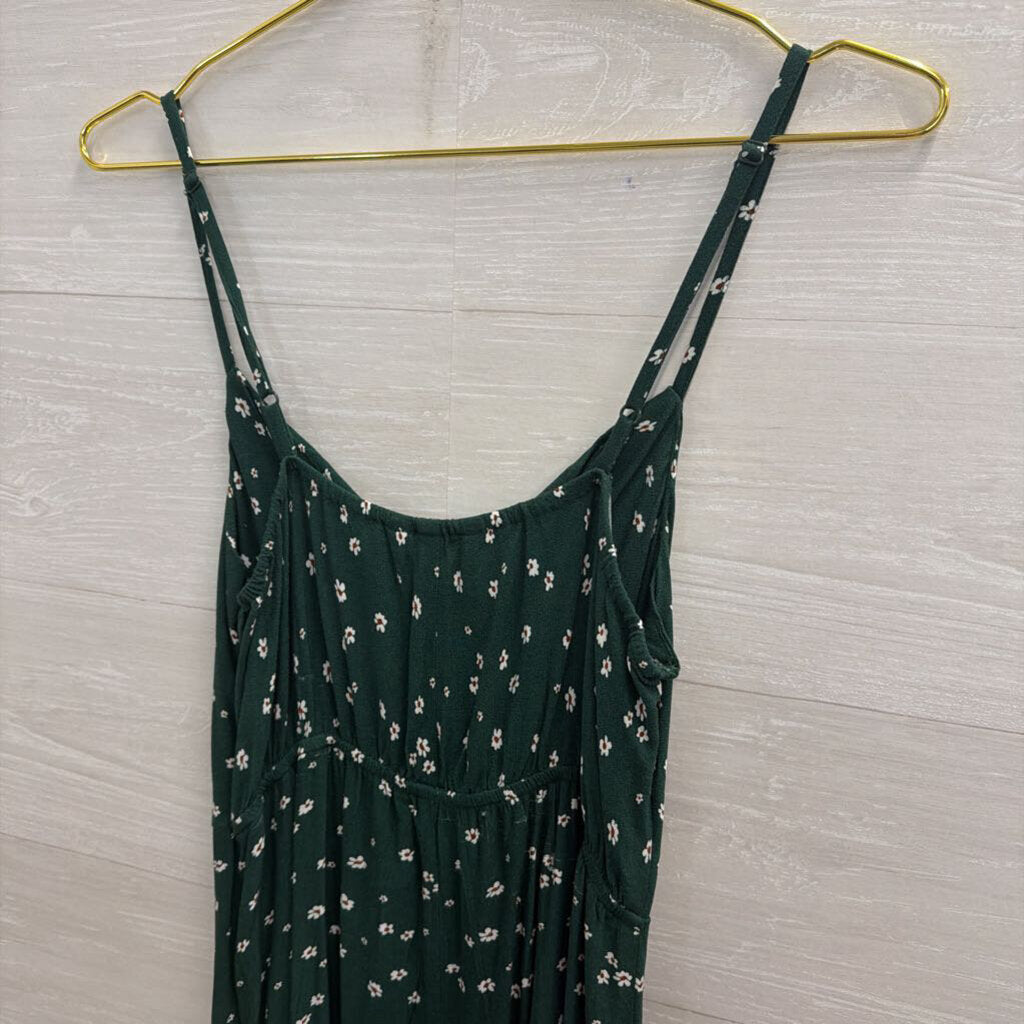 American Eagle Green Floral Print Midi Dress Small