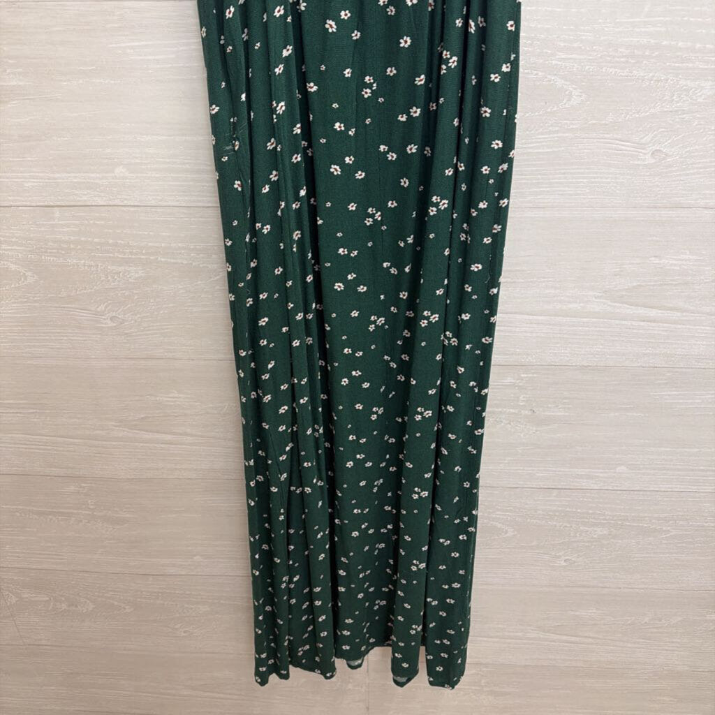 American Eagle Green Floral Print Midi Dress Small