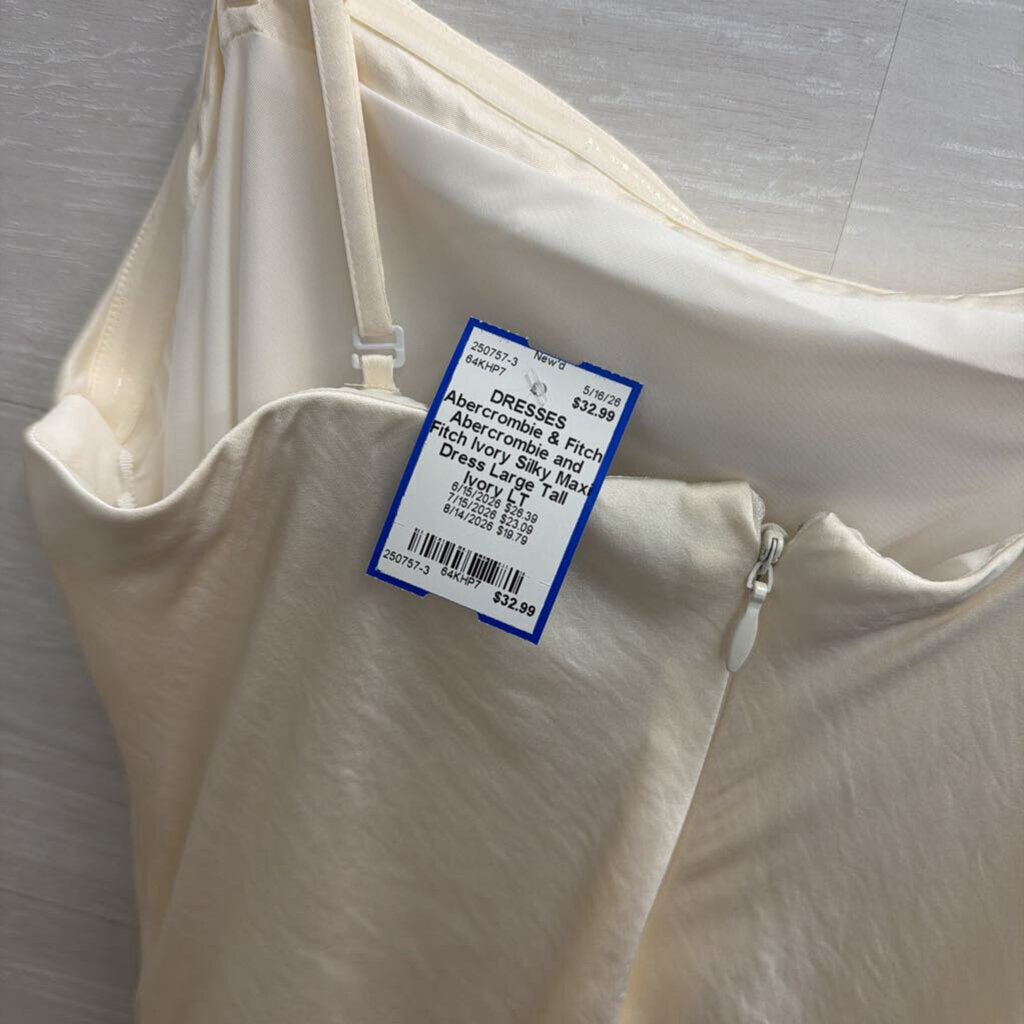 Abercrombie and Fitch Ivory Silky Maxi Dress Large Tall