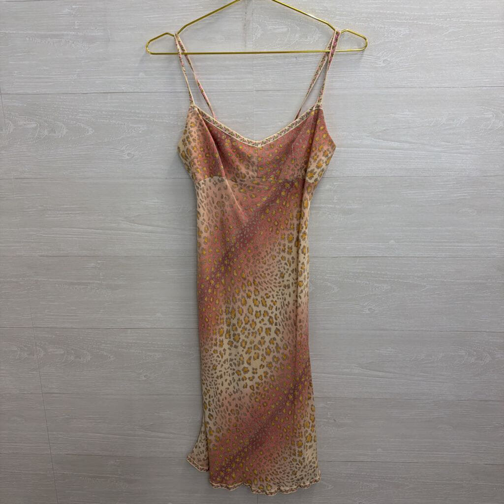 Vintage Nanette Lepore 100% Silk Pink/ Multi Leopard Print Dress Small