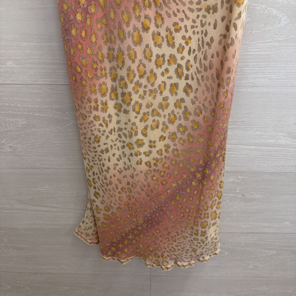 Vintage Nanette Lepore 100% Silk Pink/ Multi Leopard Print Dress Small