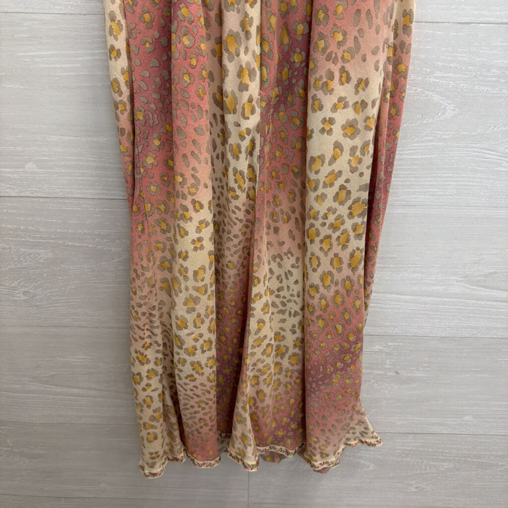 Vintage Nanette Lepore 100% Silk Pink/ Multi Leopard Print Dress Small